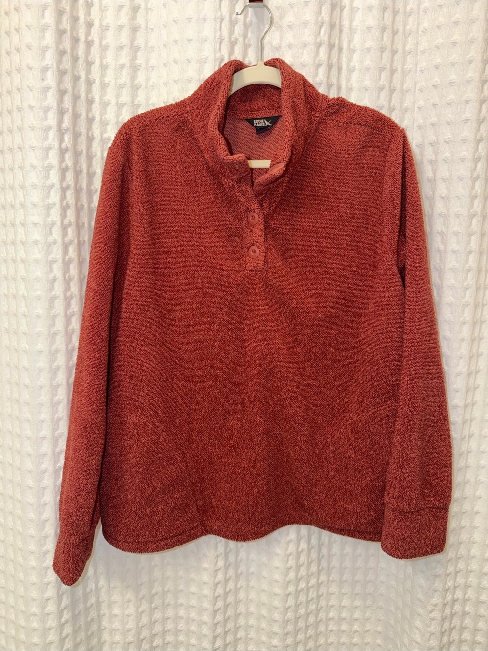 Eddie Bauer Burnt Orange Sherpa Button-Front Pullover